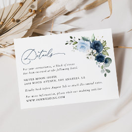 ネイビーの花、青い花、ウェディングの花の詳細 エンクロージャーカード