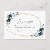 ネイビーの花、青い花、ボヘミア、オムツくじ エンクロージャーカード (正面)