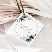 ネイビーの花、青い花、ボヘミア、フラワーの結婚式 フェイバータグ