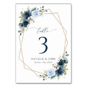 ネイビーの花、青い花、結婚のテーブル番号 テーブルナンバー (正面)