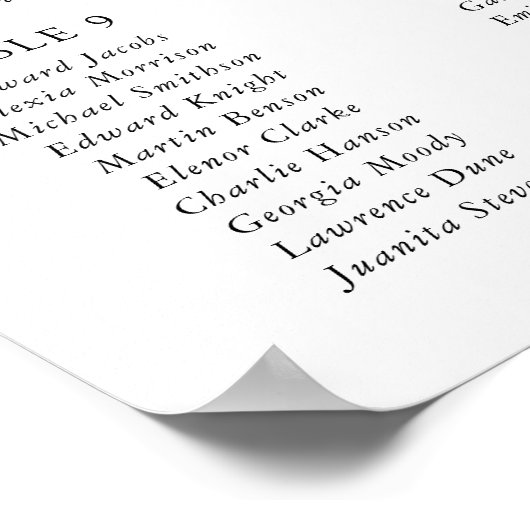 ネイビーの花、青い花、結婚の座席表 ポスター (角)