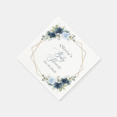 ネイビーの花，青い花，緑，赤ちゃんシャワー スタンダードカクテルナプキン (角)