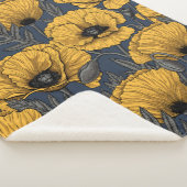 ネイビーの黄色いケシ シェルパブランケット (3/4)