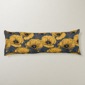 ネイビーの黄色いケシ ボディピロー (裏面)