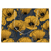 ネイビーの黄色いケシ ラージペーパーバッグ (正面)