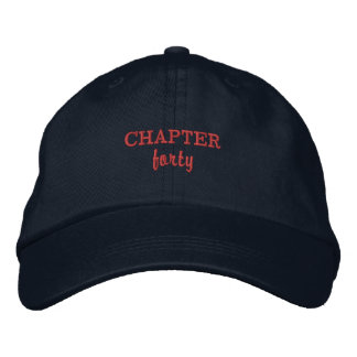 ネイビーの「CHAPTER forty」 刺繍入りキャップ
