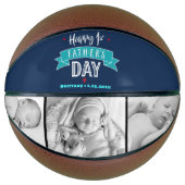 ネイビーの「Happy 1st Father’s Day タコイズバナー太字」デザイン バスケットボール (正面)