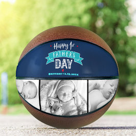 ネイビーの「Happy 1st Father’s Day タコイズバナー太字」デザイン バスケットボール