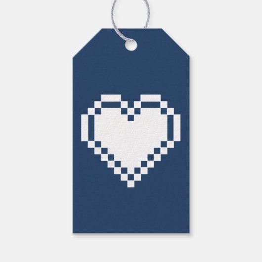 ネイビーのOur 8-Bit Hearts ギフトタグ (正面)
