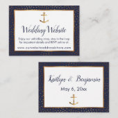 ネイビーのWebサイト結婚カードの金ゴールドいかり紙吹雪 エンクロージャーカード (正面/裏面)