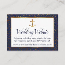 ネイビーのWebサイト結婚カードの金ゴールドいかり紙吹雪