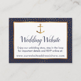 ネイビーのWebサイト結婚カードの金ゴールドいかり紙吹雪 エンクロージャーカード
