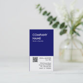 ネイビーはっきりしたデザイン独自のQRコード 名刺 (スタンド正面)