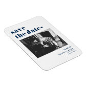 ネイビーはっきりしたブルータイポグラフィ写真の保存日 マグネット (右側)