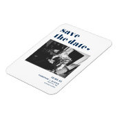 ネイビーはっきりしたブルータイポグラフィ写真の保存日 マグネット (左側)