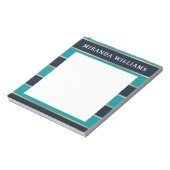 ネイビーはっきりしたブルー金ゴールドパタストライプーン ノートパッド (回転)