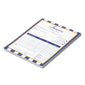 ネイビーはっきりしたブルー金ゴールド簡単小事業請求書 ノートパッド (回転)