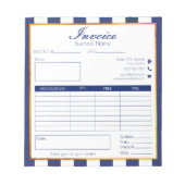 ネイビーはっきりしたブルー金ゴールド簡単小事業請求書 ノートパッド (正面)