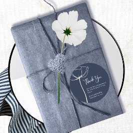 ネイビーはっきりしたホワイトミニマル結婚フローラあり ラウンドシール