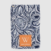 ネイビーはっきりしたラスト抽象芸術級植物学モノグラム ゴルフタオル (正面)