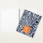 ネイビーはっきりしたラスト抽象芸術級植物学モノグラム プランナー手帳 (ディスプレー)