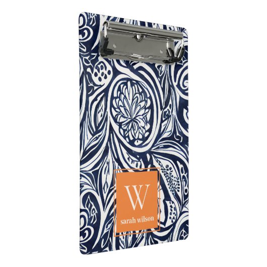 ネイビーはっきりしたラスト抽象芸術級植物学モノグラム ミニクリップボード (アングル)