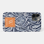 ネイビーはっきりしたラスト抽象芸術級植物学モノグラム Case-Mate iPhoneケース (裏面(横))