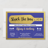 ネイビーはバー招待状を青と金ゴールドでストック 招待状 (正面)