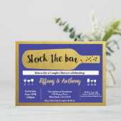 ネイビーはバー招待状を青と金ゴールドでストック 招待状 (スタンド正面)