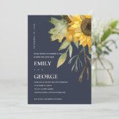 ネイビーひまわりフローラ私たちは結び目カードを結んだ サンキューカード (スタンド正面)