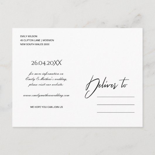 ネイビーひまわり水彩フローラ保存日 案内ポストカード (裏面)