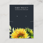 ネイビーひまわり秋ネックレスイヤリングディスプレイカード 名刺 (正面)