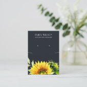 ネイビーひまわり秋ネックレスイヤリングディスプレイカード 名刺 (スタンド正面)