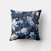 ネイビーほこりっぽい青い冬の花 クッション (裏面)