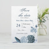 ネイビーほこりっぽい青い花の植物性結婚植物 セーブザデート (スタンド正面)