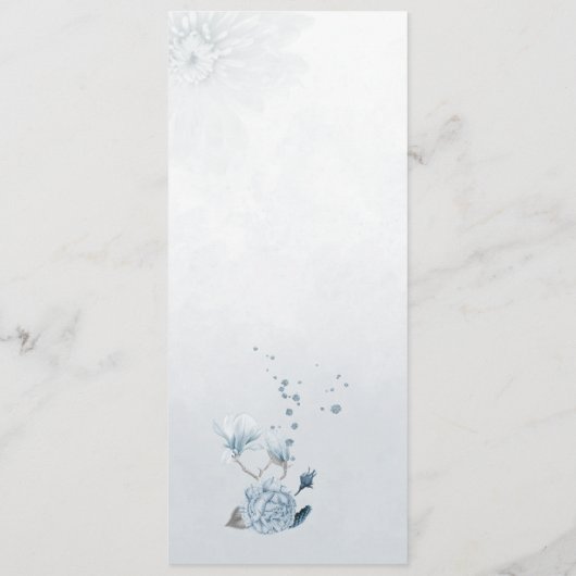 ネイビーほこりっぽい青い花結婚植物性メニュー メニュー (裏面)