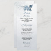 ネイビーほこりっぽい青い花結婚植物性メニュー メニュー (正面/裏面)