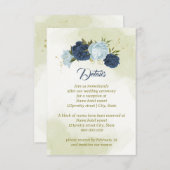 ネイビーほこりっぽい青い花葉緑 エンクロージャーカード (正面/裏面)