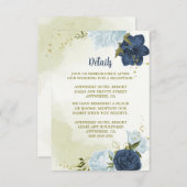 ネイビーほこりっぽい青い花葉緑 エンクロージャーカード (正面/裏面)