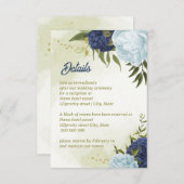 ネイビーほこりっぽい青い花葉緑 エンクロージャーカード (正面/裏面)