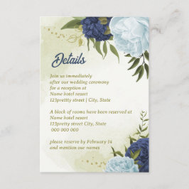 ネイビーほこりっぽい青い花葉緑 エンクロージャーカード