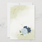 ネイビーほこりっぽい青い花葉緑 セーブザデート (裏面)