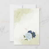ネイビーほこりっぽい青い花葉緑 出欠カード (裏面)