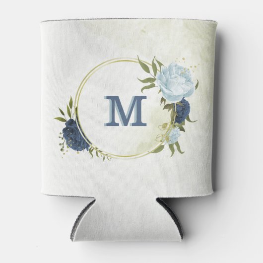 ネイビーほこりまみれの青いフローラ 缶クーラー