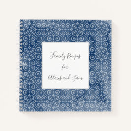 ネイビーろうけつ染めファミパーソナライズされたリレシピノート ノートブック