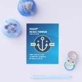 ネイビーをテーマにした卒業式パーティフォト招待状 チラシ (シングル)