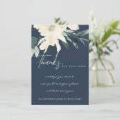 ネイビーアイボリーホワイトフローラ企業のビジネスロゴ サンキューカード (スタンド正面)