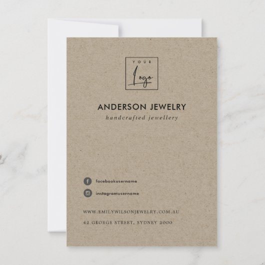 ネイビーアイボリーホワイトフローラ企業のビジネスロゴ サンキューカード (裏面)