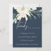 ネイビーアイボリーホワイトフローラ企業のビジネスロゴ サンキューカード (正面)