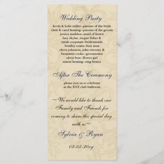 ネイビーアイボリーヴィンテージフローリ結婚ッシュ プログラム (裏面)